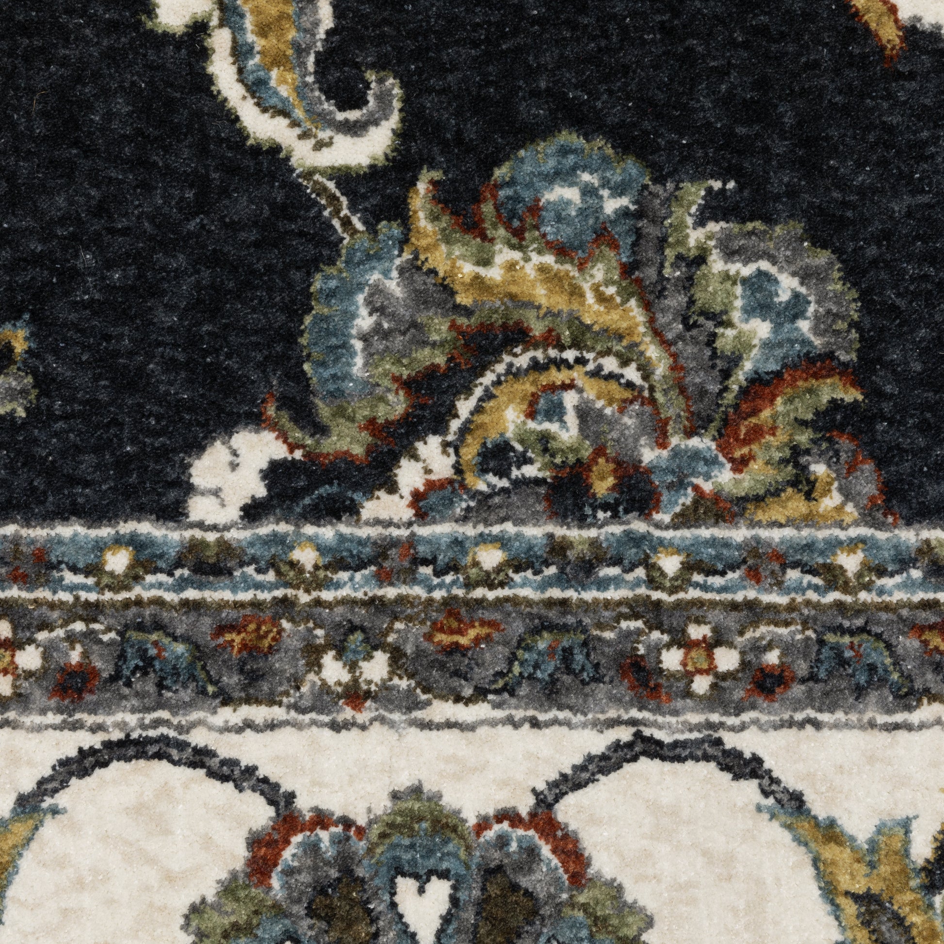 Vivian Oriental Navy/ Ivory Cut Pile Rug