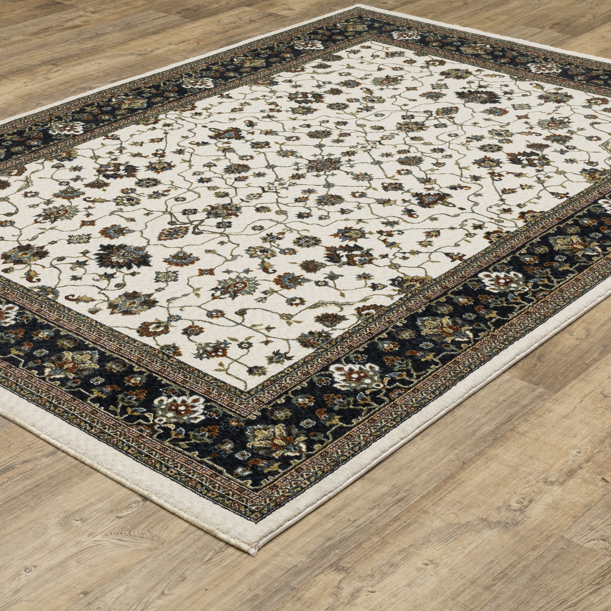 Vivian Oriental Ivory/ Navy Cut Pile Rug