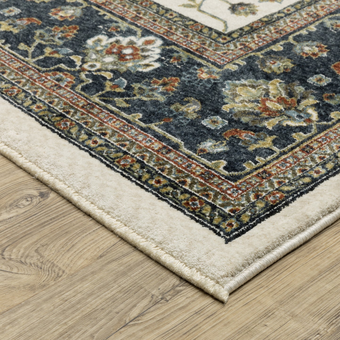 Vivian Oriental Ivory/ Navy Cut Pile Rug