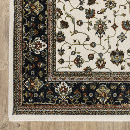 Vivian Oriental Ivory/ Navy Cut Pile Rug