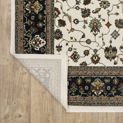 Vivian Oriental Ivory/ Navy Cut Pile Rug