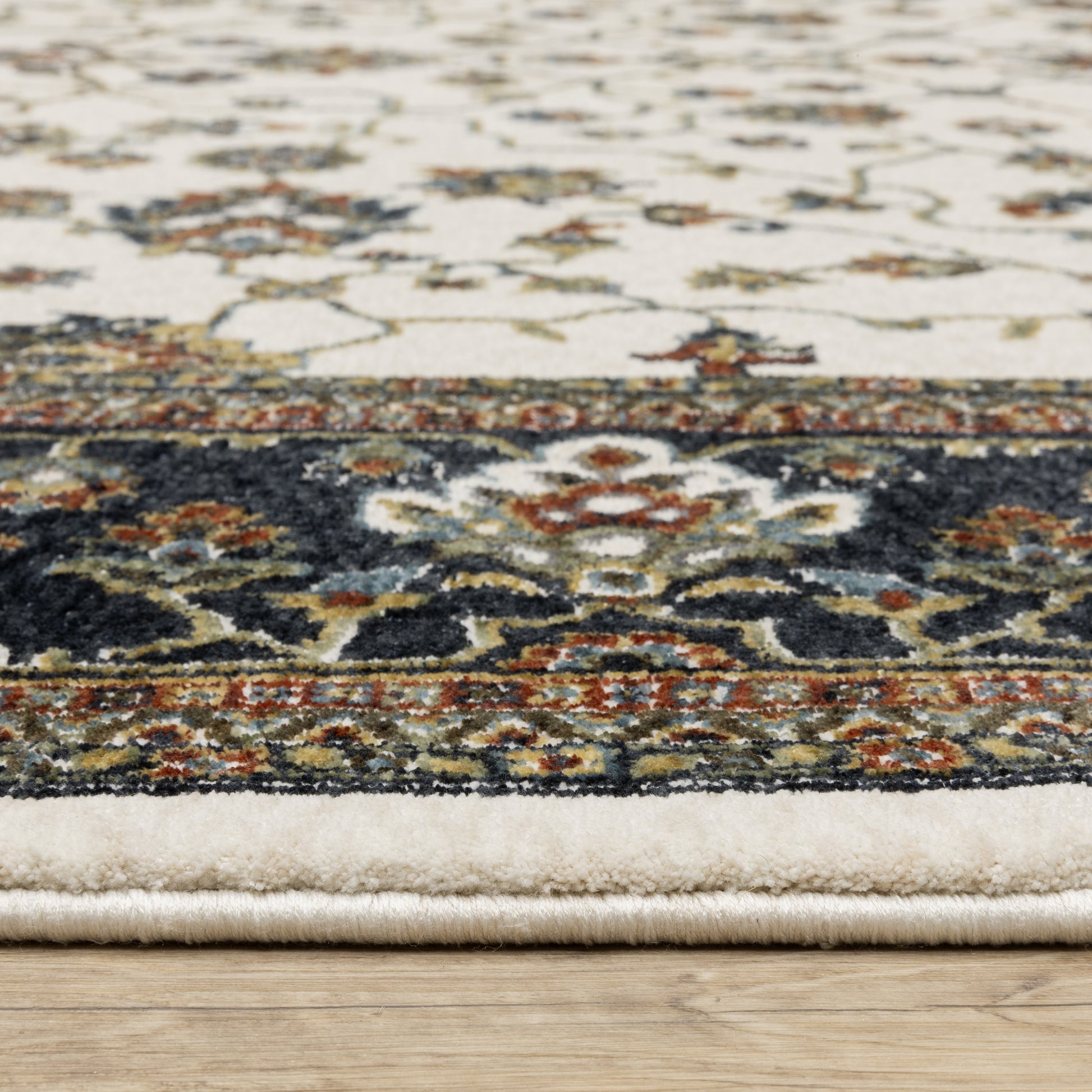 Vivian Oriental Ivory/ Navy Cut Pile Rug