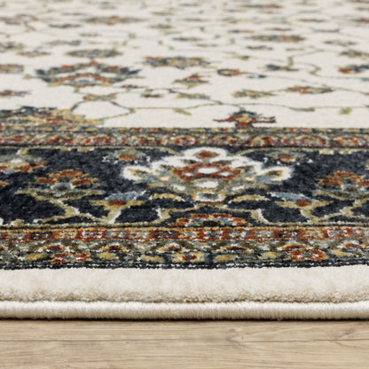 Vivian Oriental Ivory/ Navy Cut Pile Rug