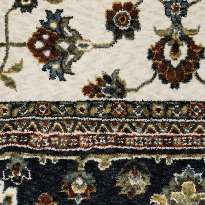 Vivian Oriental Ivory/ Navy Cut Pile Rug