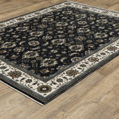 Vivian Oriental Blue/ Ivory Cut Pile Rug