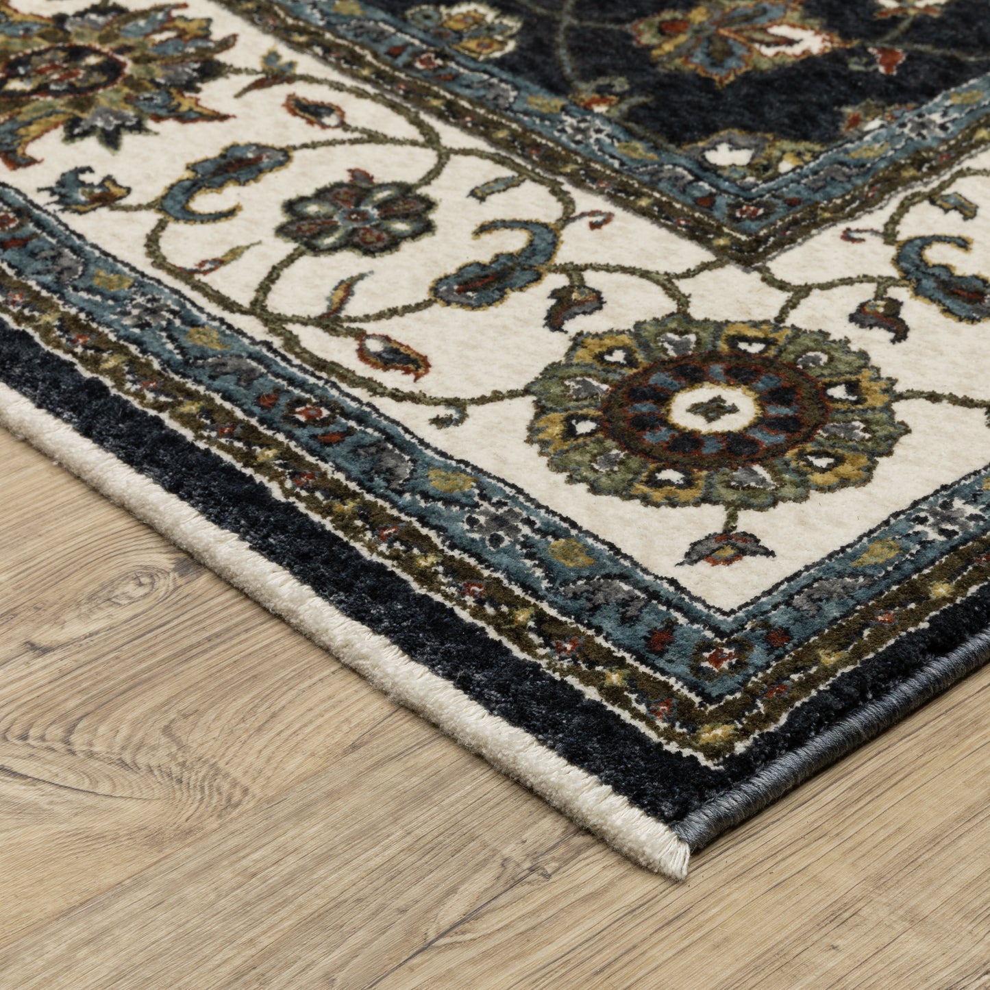 Vivian Oriental Blue/ Ivory Cut Pile Rug