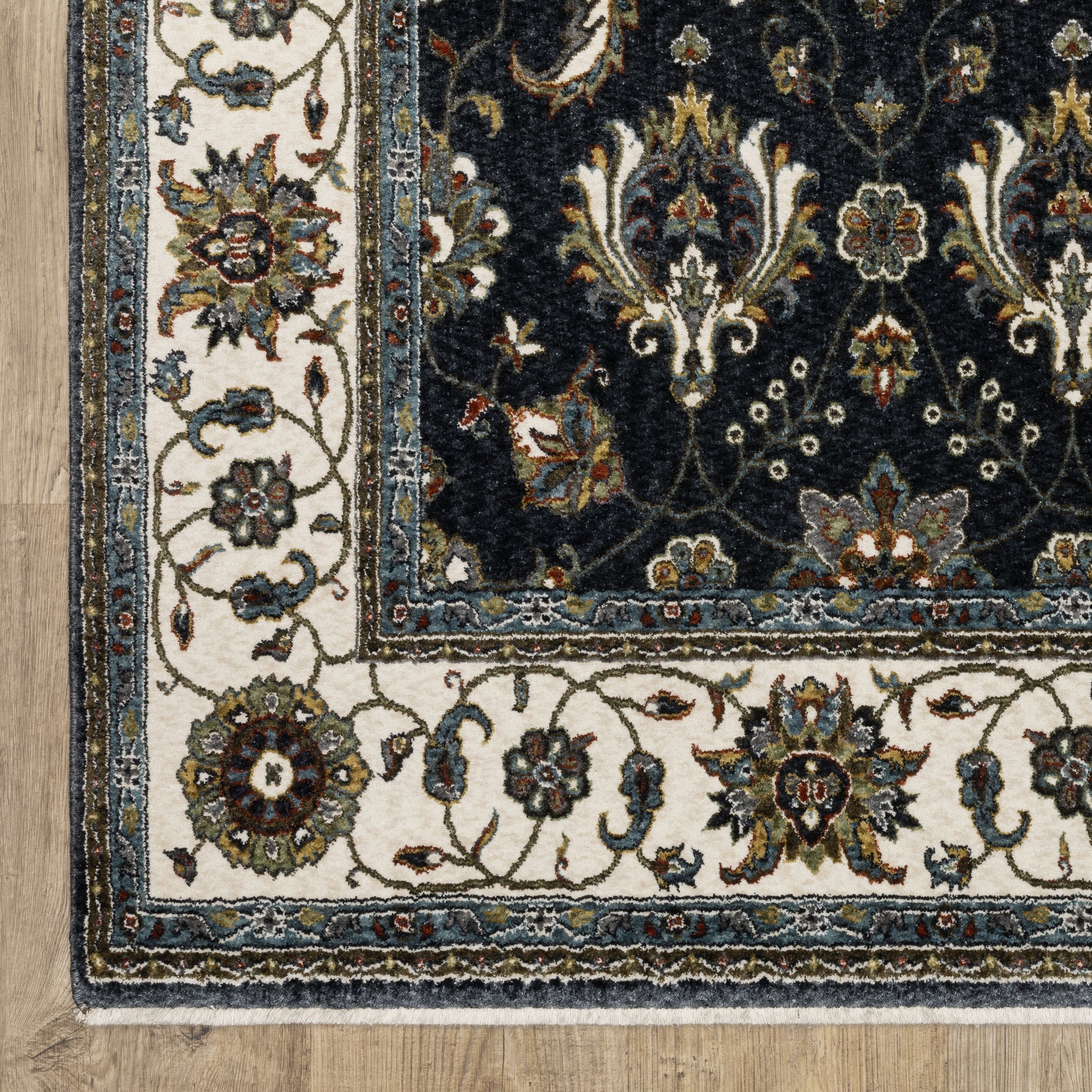 Vivian Oriental Blue/ Ivory Cut Pile Rug