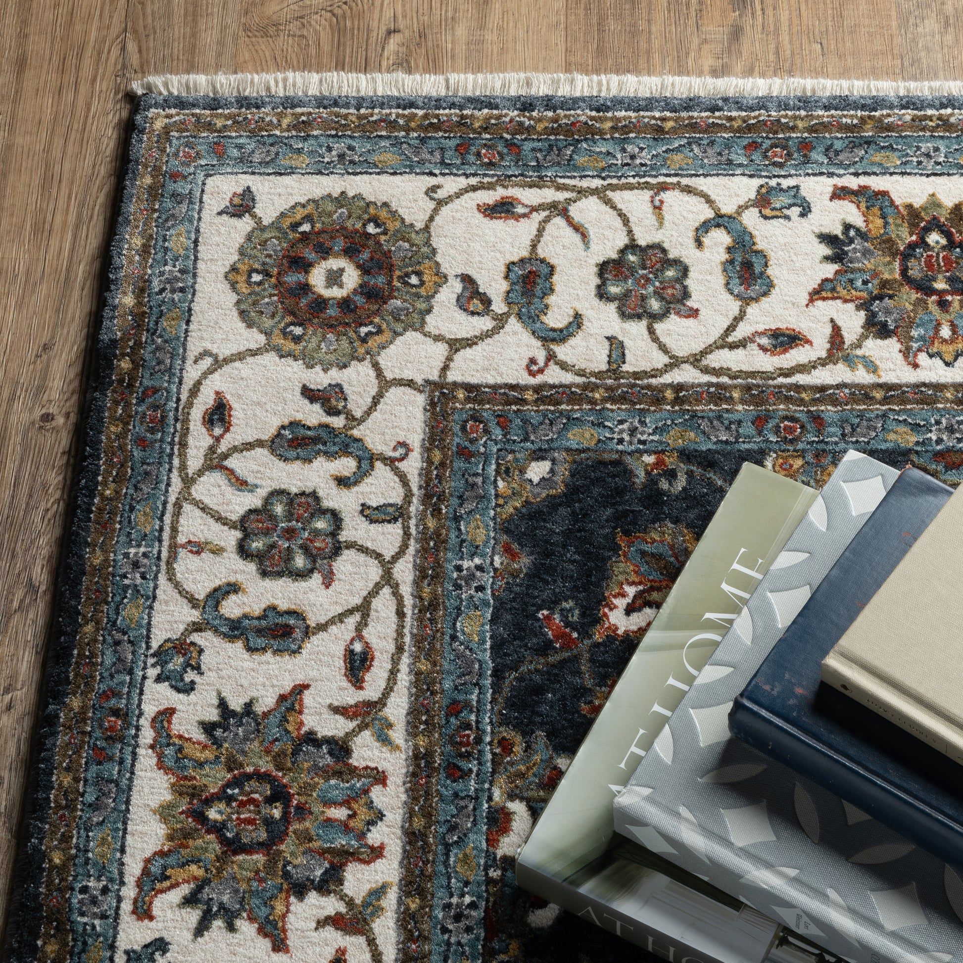 Vivian Oriental Blue/ Ivory Cut Pile Rug