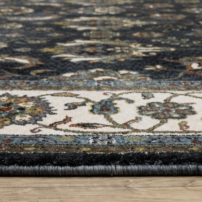 Vivian Oriental Blue/ Ivory Cut Pile Rug