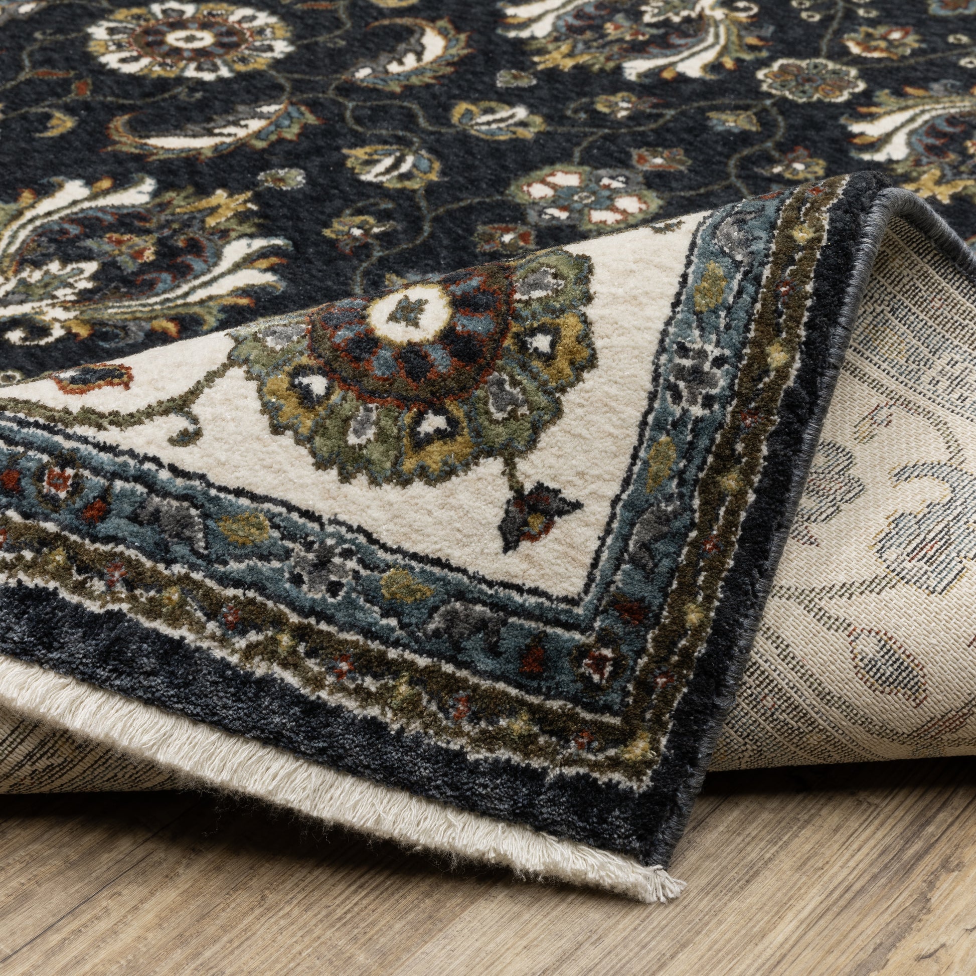 Vivian Oriental Blue/ Ivory Cut Pile Rug