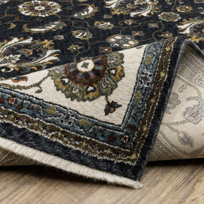 Vivian Oriental Blue/ Ivory Cut Pile Rug