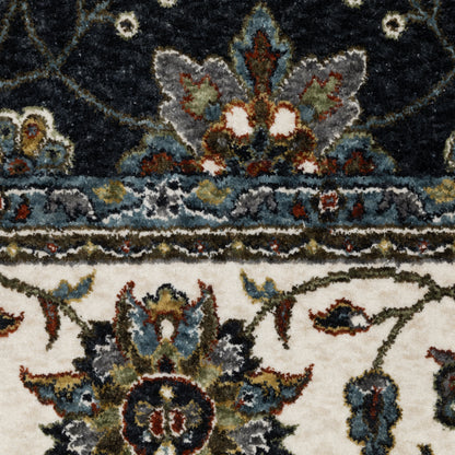 Vivian Oriental Blue/ Ivory Cut Pile Rug