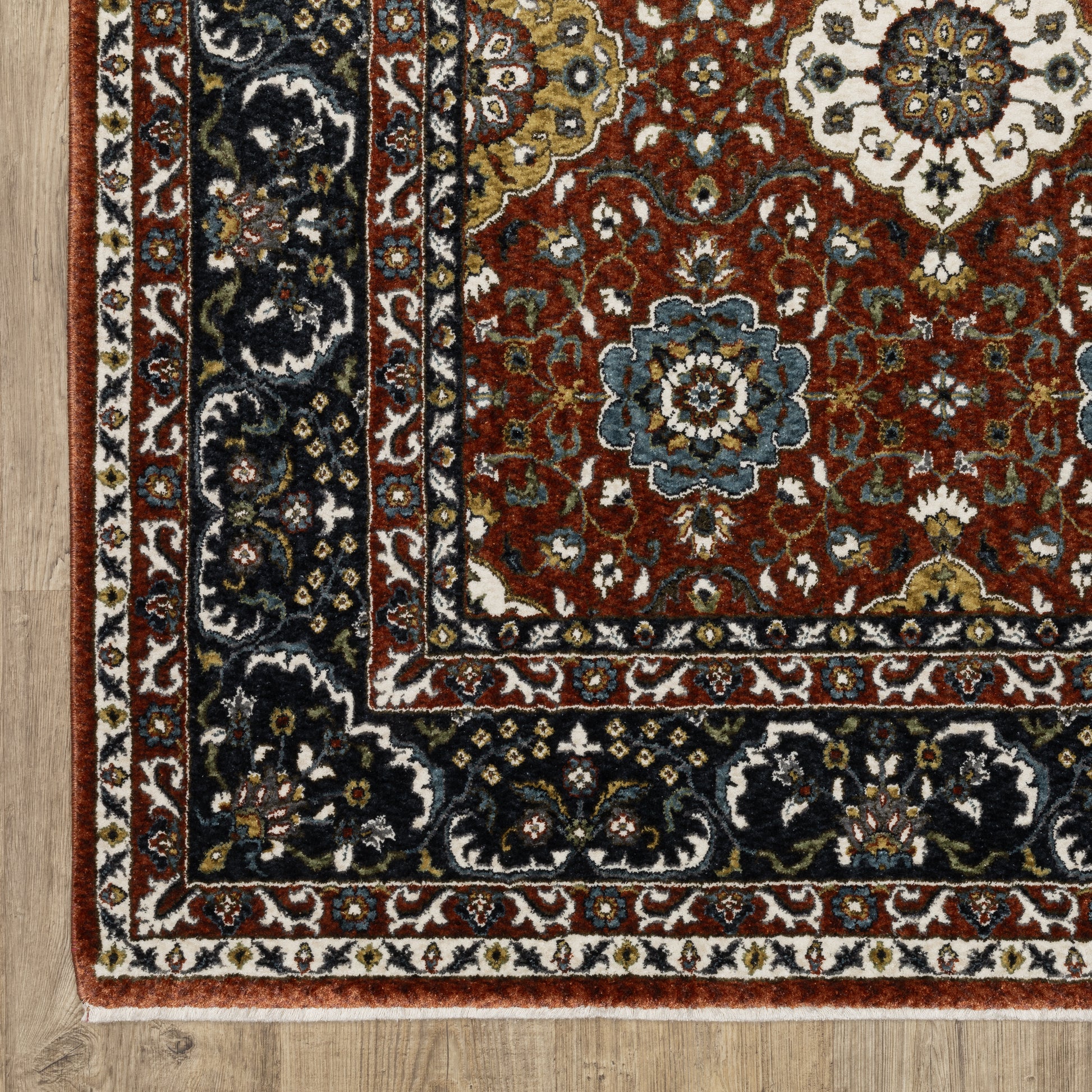 Vivian Oriental Red/ Navy Cut Pile Rug