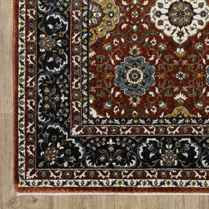 Vivian Oriental Red/ Navy Cut Pile Rug
