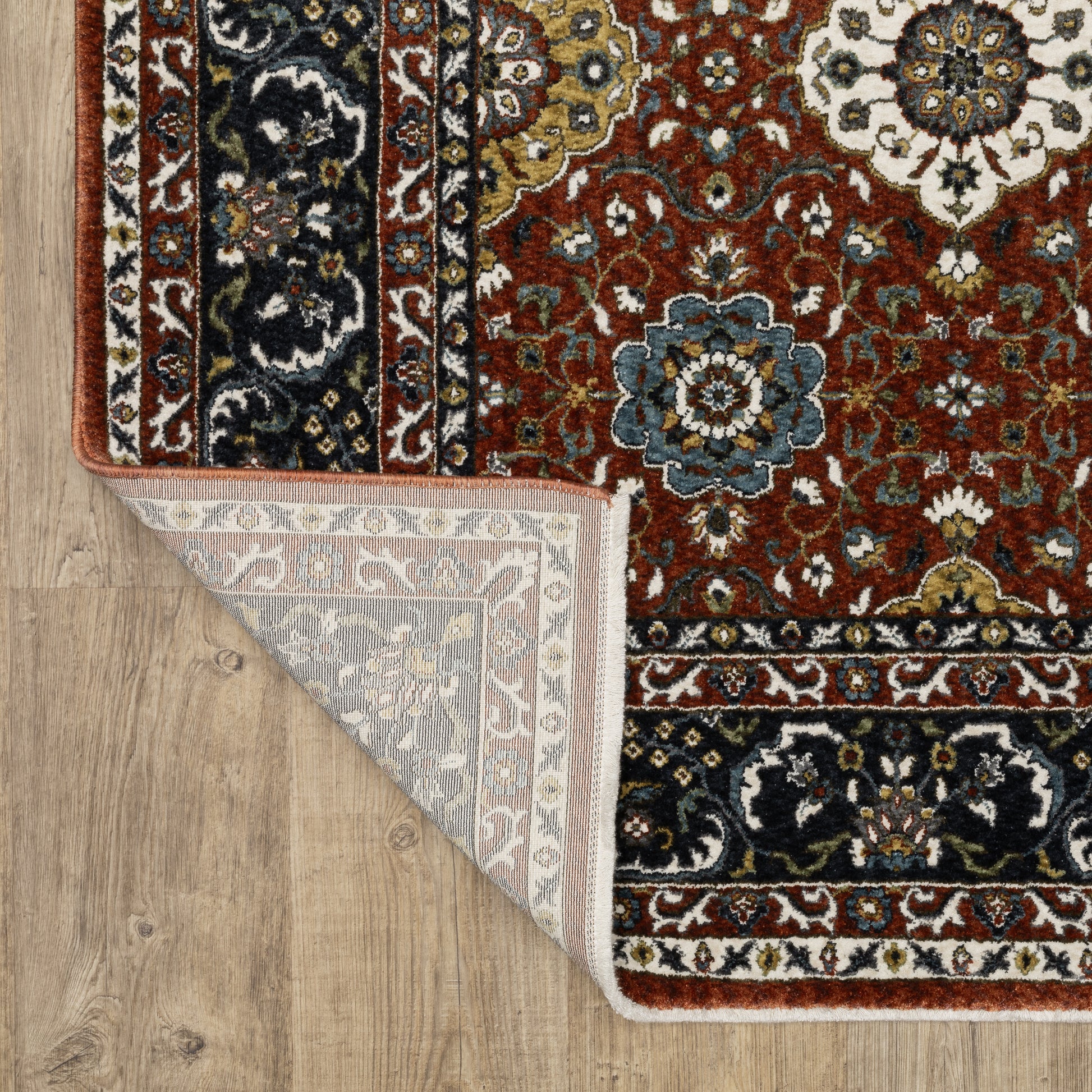 Vivian Oriental Red/ Navy Cut Pile Rug