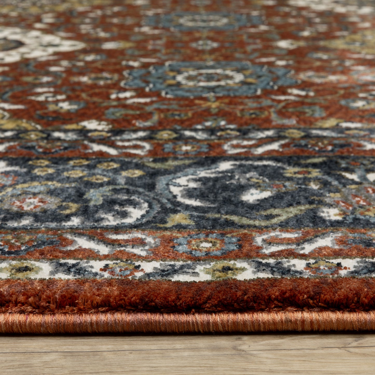 Vivian Oriental Red/ Navy Cut Pile Rug