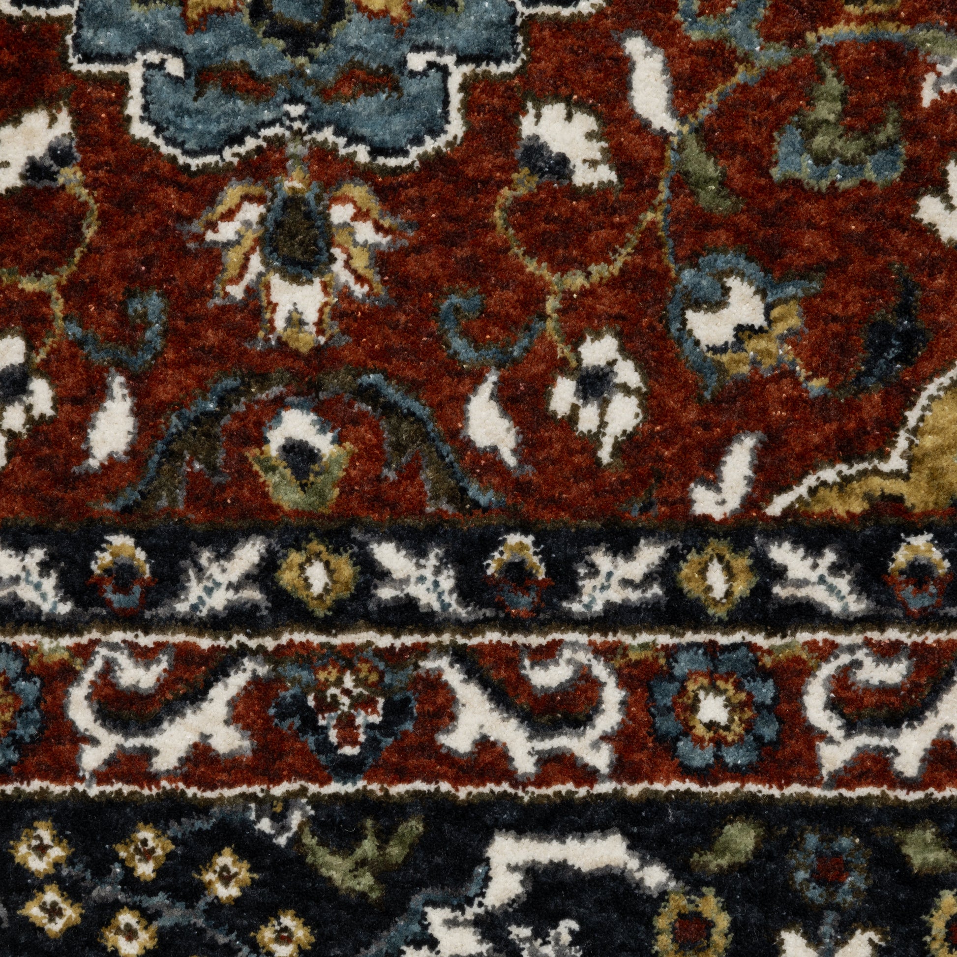 Vivian Oriental Red/ Navy Cut Pile Rug
