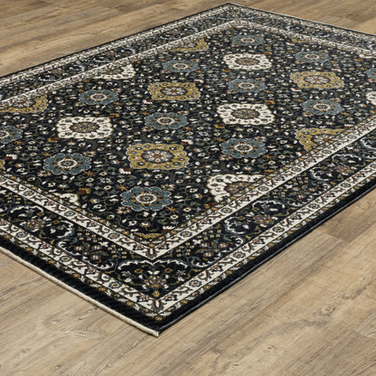 Vivian Oriental Navy/ Gold Cut Pile Rug