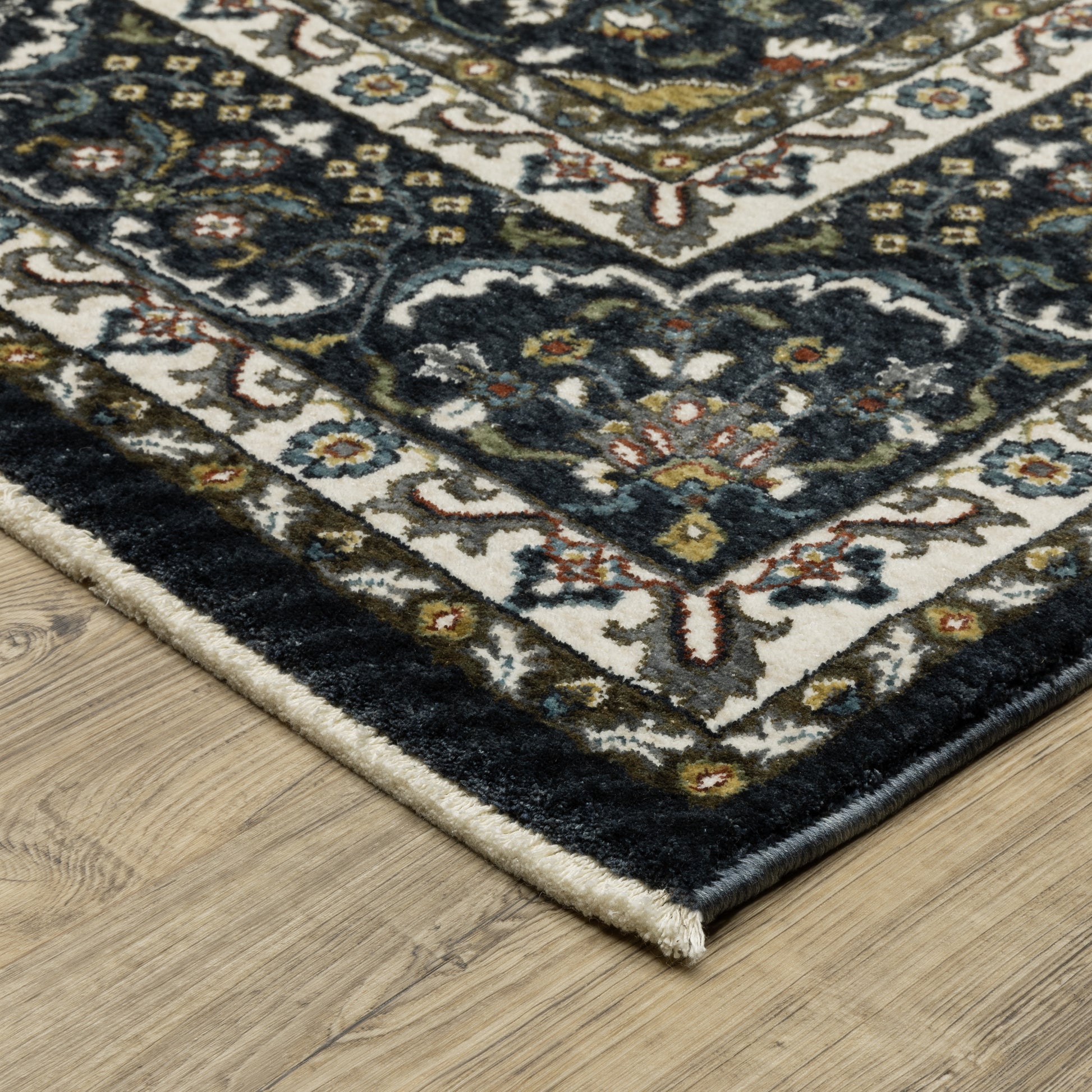 Vivian Oriental Navy/ Gold Cut Pile Rug