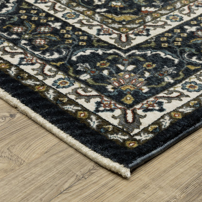 Vivian Oriental Navy/ Gold Cut Pile Rug