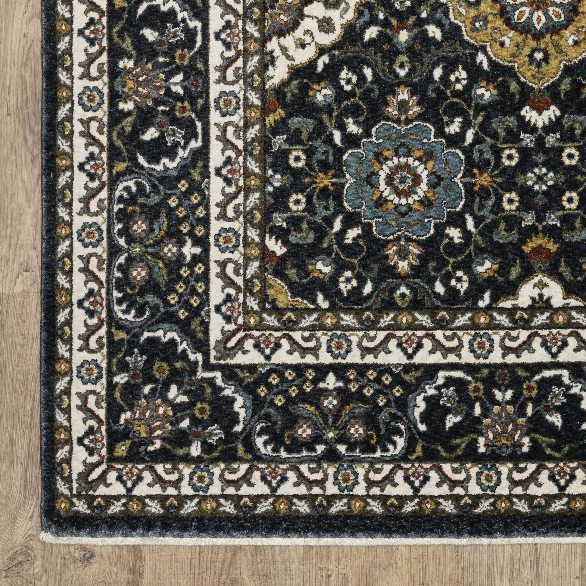 Vivian Oriental Navy/ Gold Cut Pile Rug