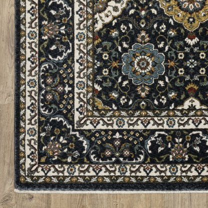 Vivian Oriental Navy/ Gold Cut Pile Rug