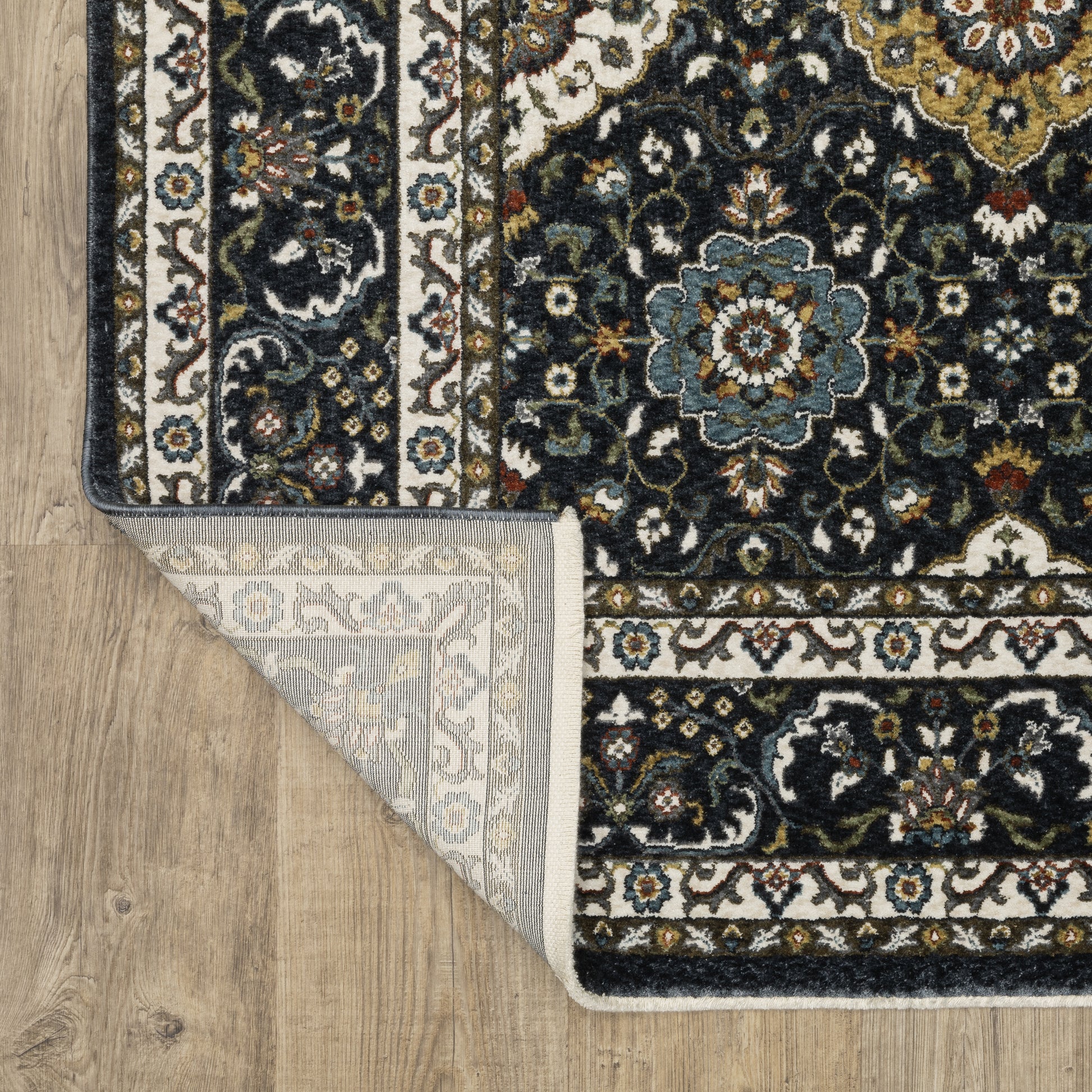 Vivian Oriental Navy/ Gold Cut Pile Rug