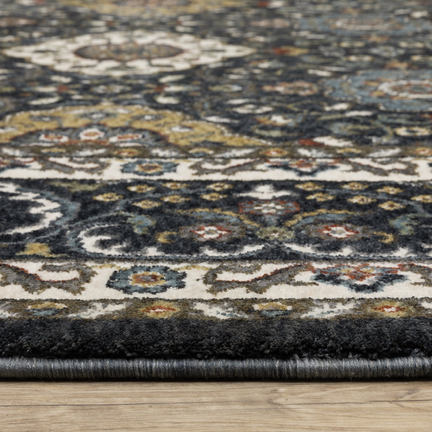 Vivian Oriental Navy/ Gold Cut Pile Rug