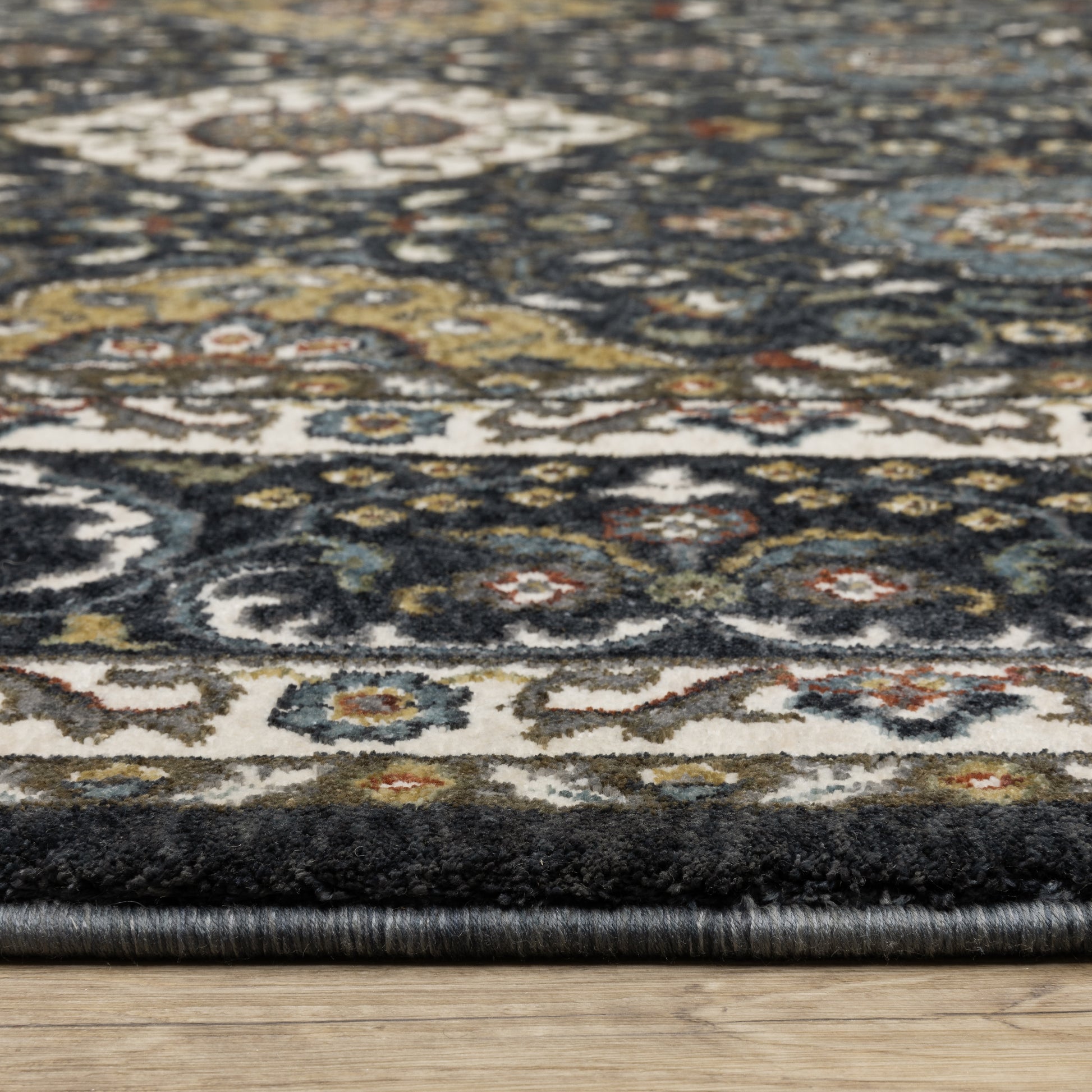 Vivian Oriental Navy/ Gold Cut Pile Rug