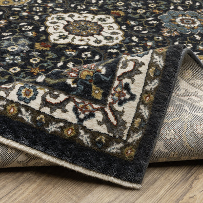 Vivian Oriental Navy/ Gold Cut Pile Rug