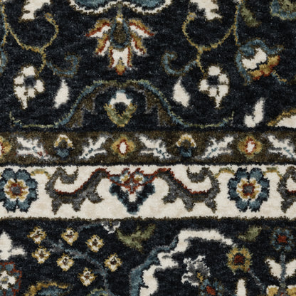 Vivian Oriental Navy/ Gold Cut Pile Rug