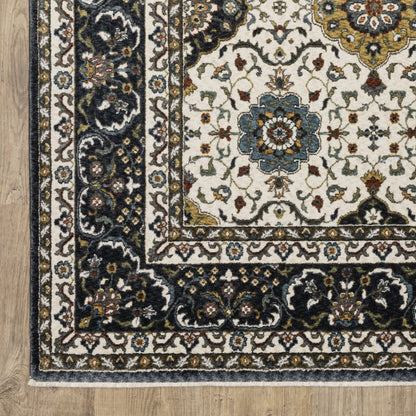 Vivian Oriental Ivory/ Navy Cut Pile Rug