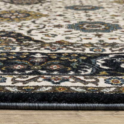 Vivian Oriental Ivory/ Navy Cut Pile Rug