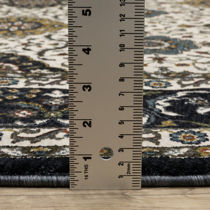 Vivian Oriental Ivory/ Navy Cut Pile Rug
