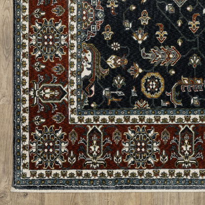Vivian Oriental Navy/ Red Cut Pile Rug