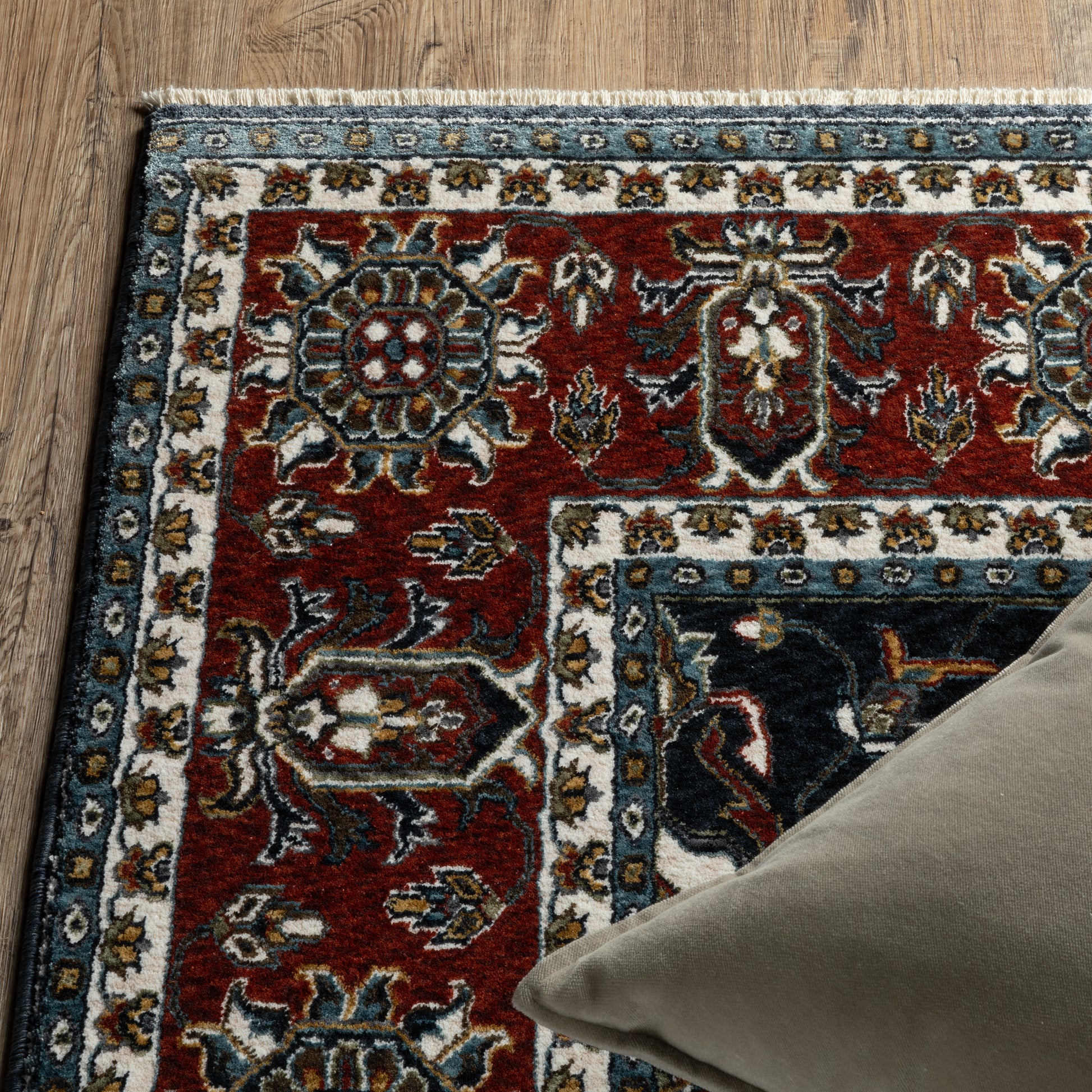 Vivian Oriental Navy/ Red Cut Pile Rug