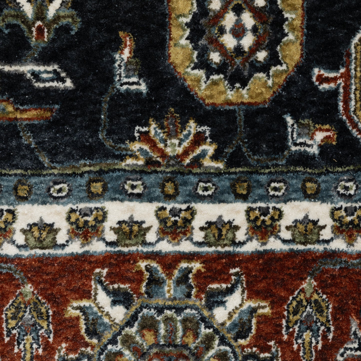 Vivian Oriental Navy/ Red Cut Pile Rug