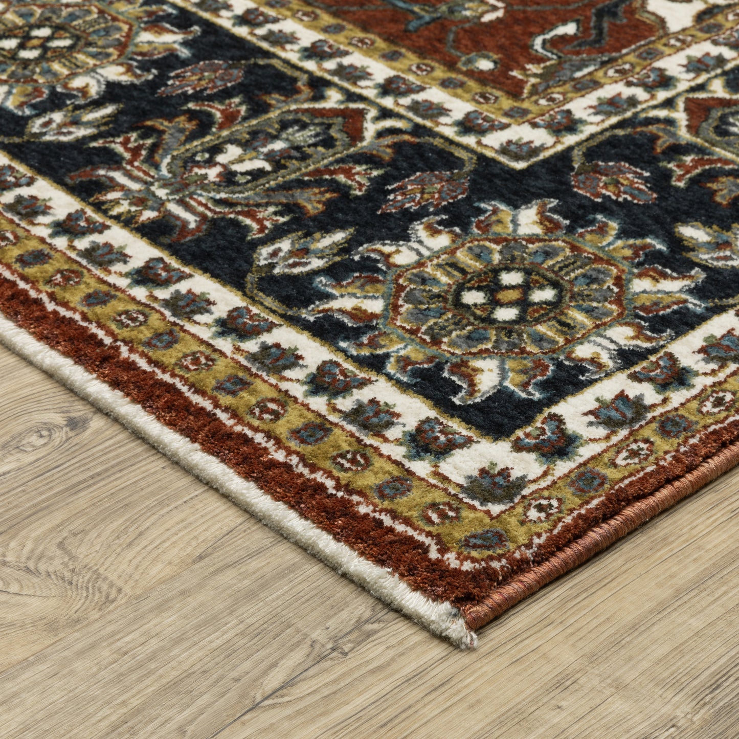 Vivian Oriental Red/ Navy Cut Pile Rug
