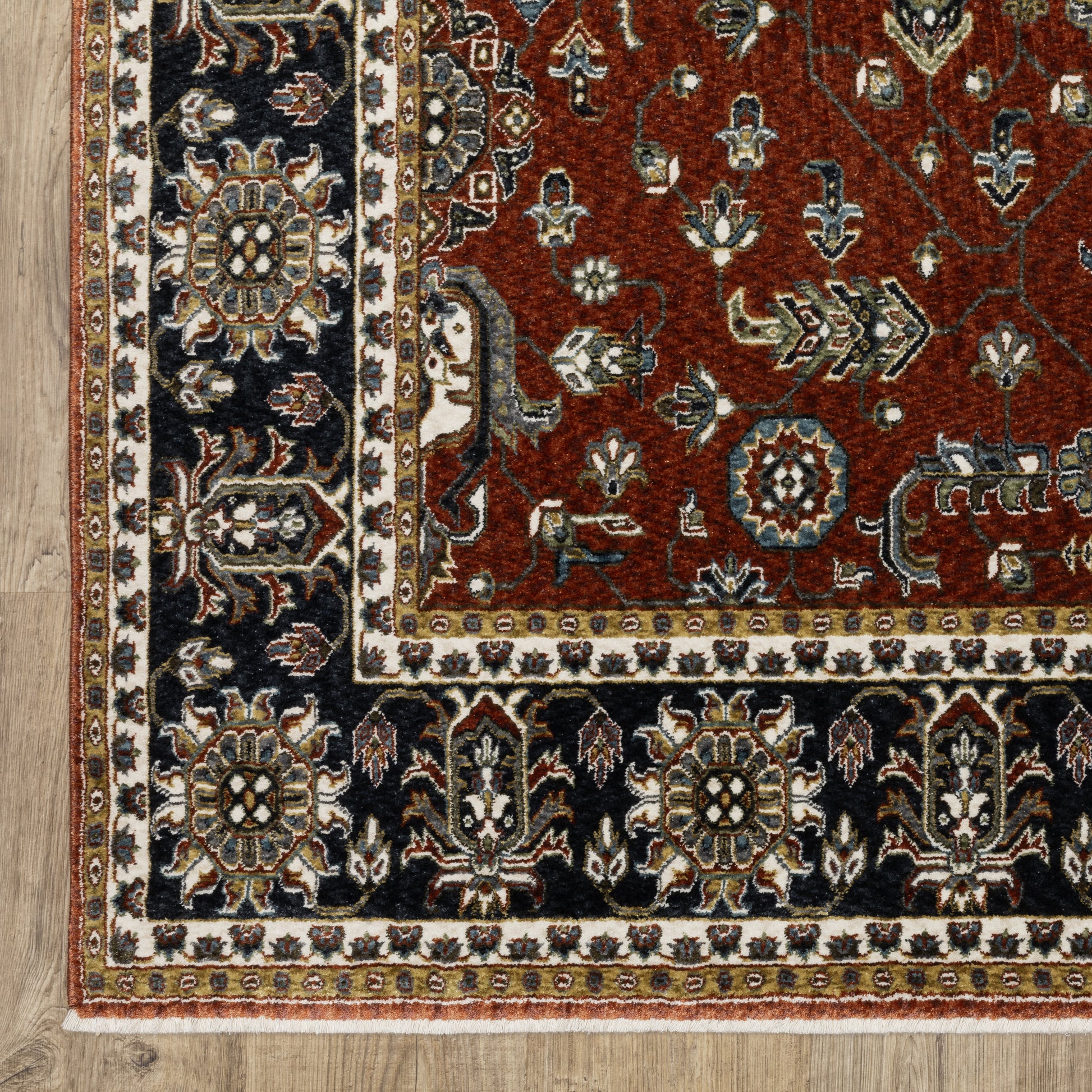 Vivian Oriental Red/ Navy Cut Pile Rug