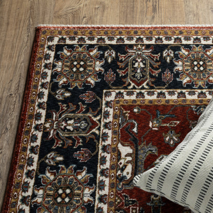 Vivian Oriental Red/ Navy Cut Pile Rug