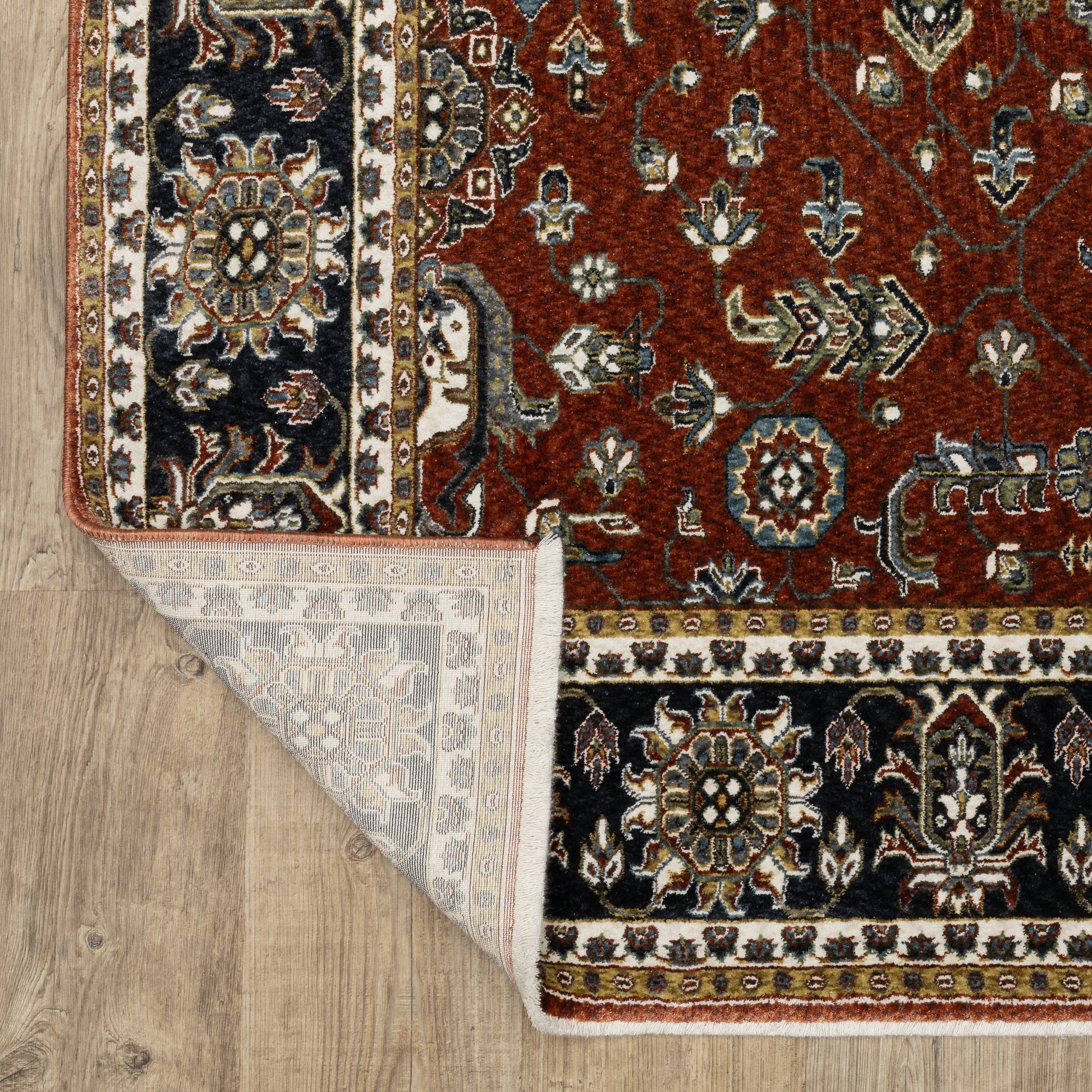 Vivian Oriental Red/ Navy Cut Pile Rug