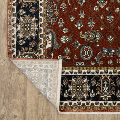 Vivian Oriental Red/ Navy Cut Pile Rug