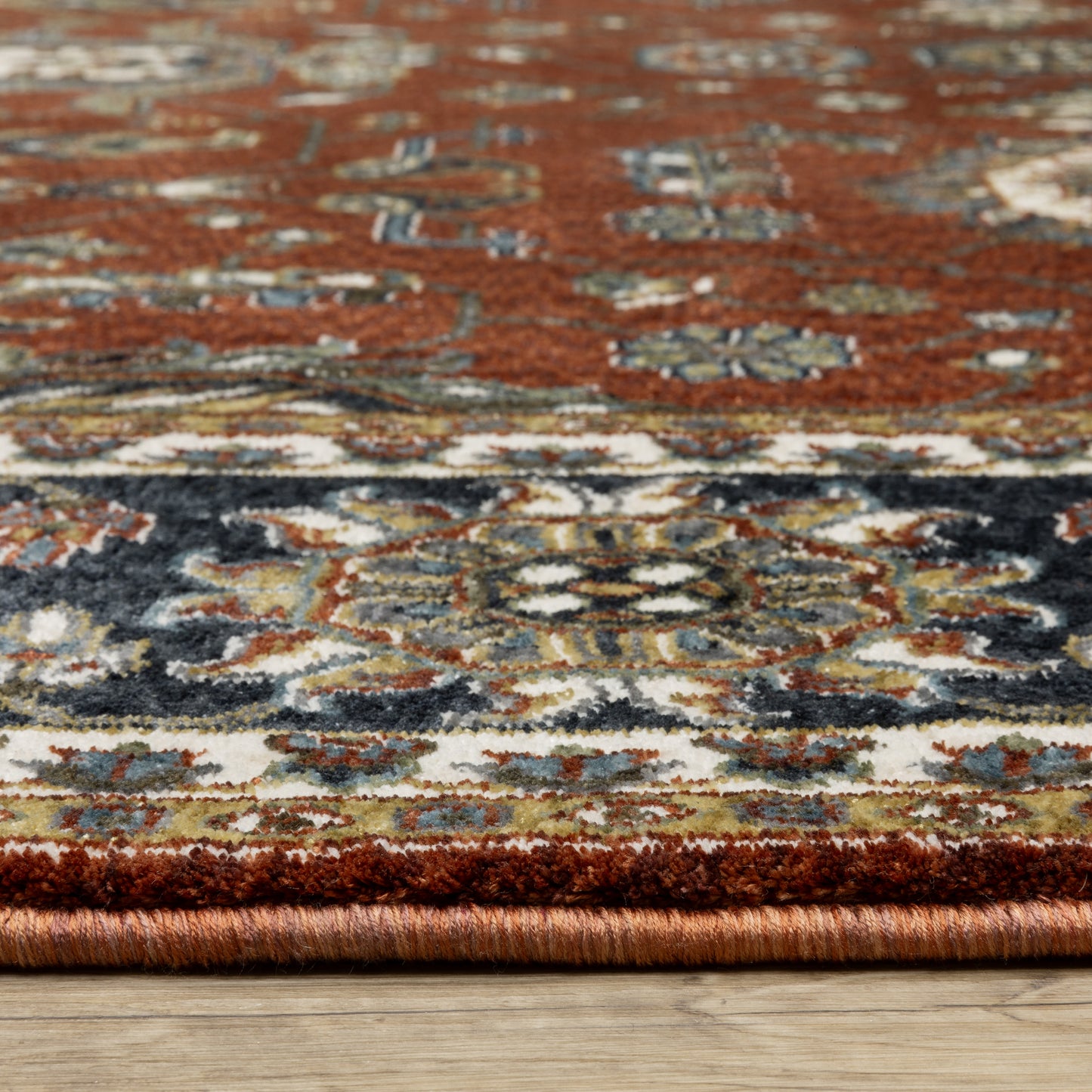 Vivian Oriental Red/ Navy Cut Pile Rug
