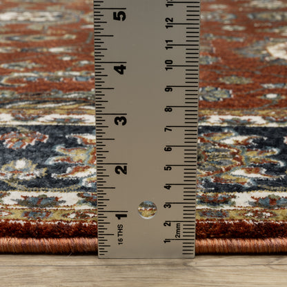 Vivian Oriental Red/ Navy Cut Pile Rug