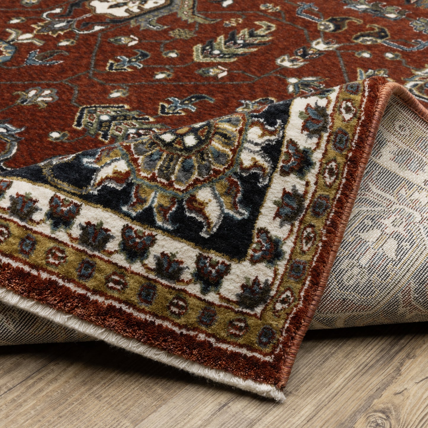 Vivian Oriental Red/ Navy Cut Pile Rug