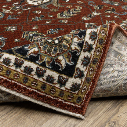 Vivian Oriental Red/ Navy Cut Pile Rug