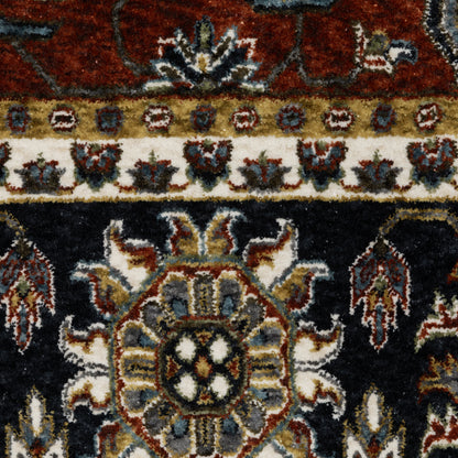 Vivian Oriental Red/ Navy Cut Pile Rug