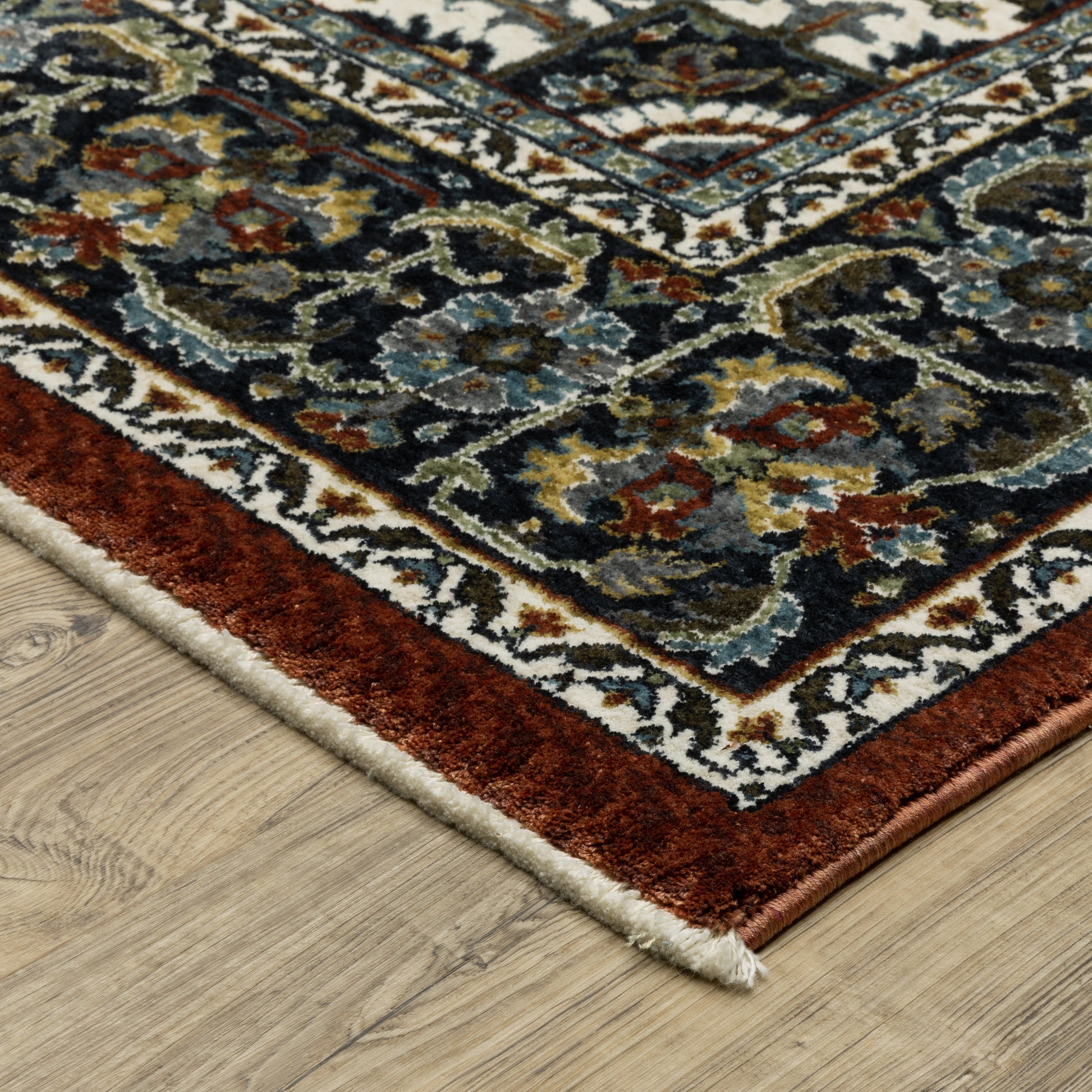 Vivian Medallion Red/ Multi Oriental Cut Pile Rug