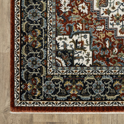 Vivian Medallion Red/ Multi Oriental Cut Pile Rug