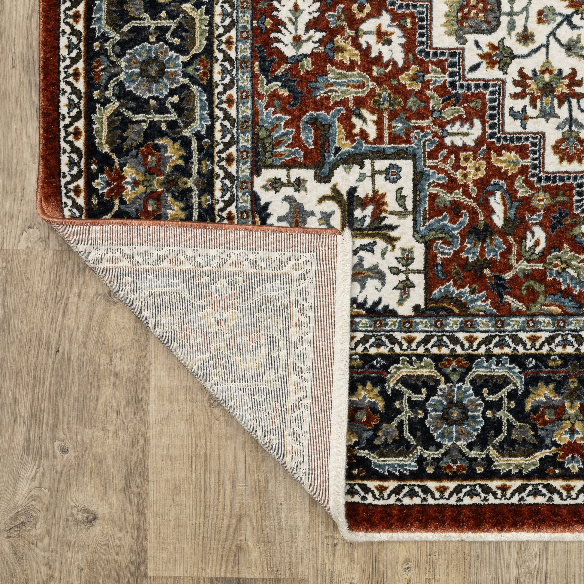 Vivian Medallion Red/ Multi Oriental Cut Pile Rug